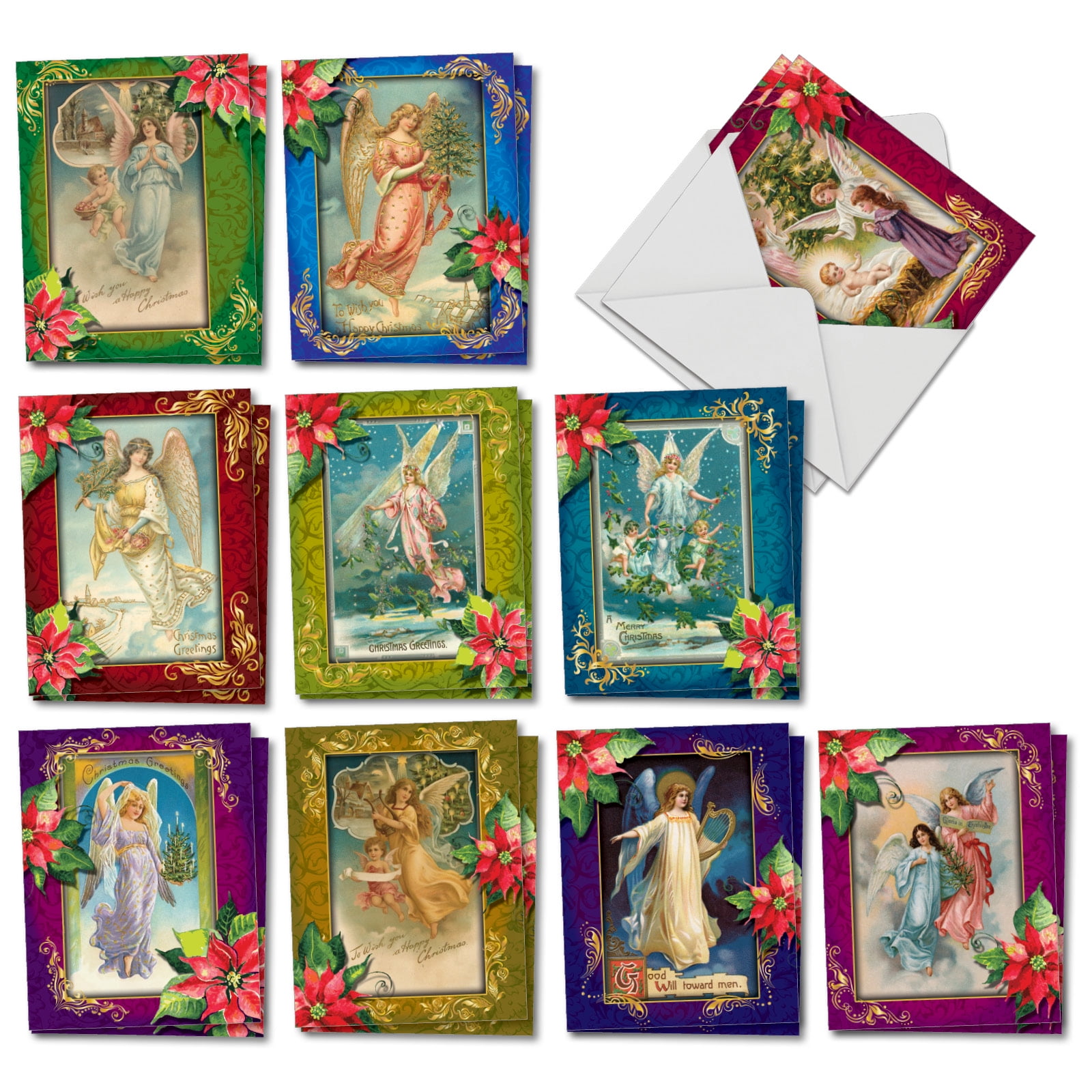 20 Beautiful Christmas Angel Cards (4 x 5.12 Inch) - Retro Boxed