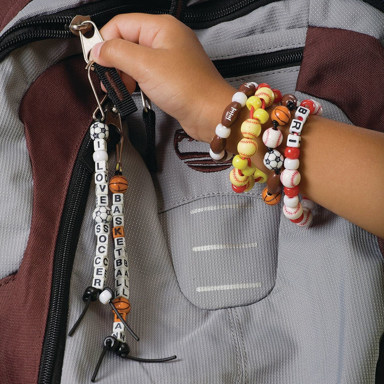 Color Splash! S&s Worldwide Sports Kids Unisex Bead Mix: Football, Baseball, Soccer & Basketball, One Size, Multicolor