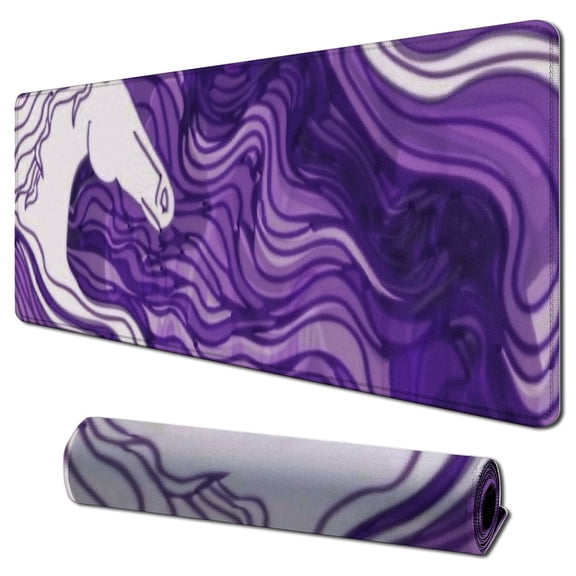 nygtbtfer Japanese Purple Wave Large Mouse Pad Extended Gaming Mouse Pad Mat Desk Pad with Stitched Edge,Full Desk Mousepad for Office,Computer,Keyboard  (Japanese Purple White Wave) 31.5x11.8 in