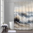 thumbnail image 5 of Ocean Beach Wave Bathroom Shower Curtain, Impressionist Oil Painting Style Waterproof Washable Soft Bath Curtain for Bathtub Decor with 12 Hooks&Grommet, 72x72 Inch, 5 of 9