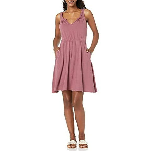Lucky Brand Sleeveless Split Neck Babydoll Casual Dress, Berry, X-Small