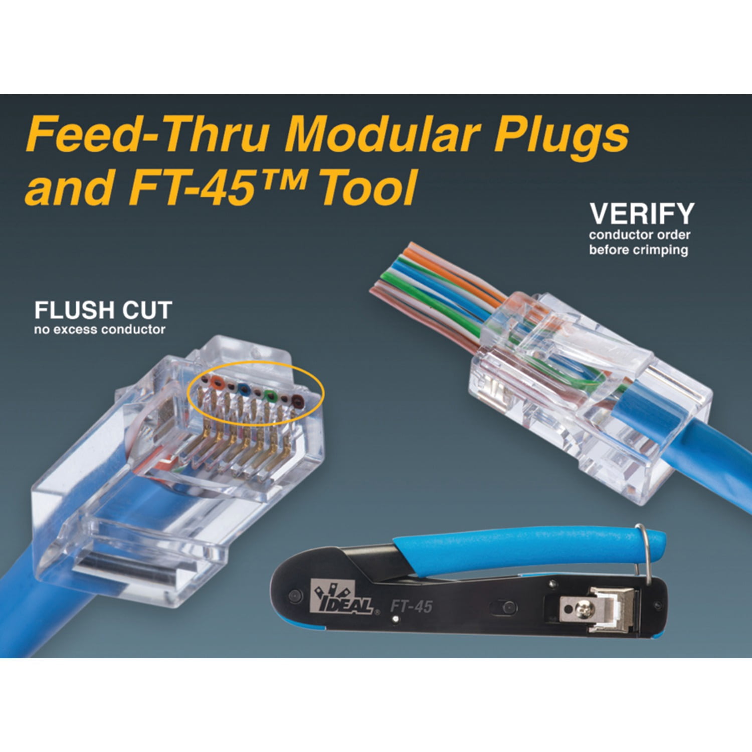 IDEAL FT-45 Feed-Thru Mod Plug Crimp Tool
