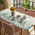 thumbnail image 3 of Green Eucalyptus Leaves Table Cloths for 5 Foot Rectangle Tables, Daisy Summer Botanical Farmhouse Patio Waterproof Elastic Fitted Tablecloths, Washable Rectangular Table Cover for Camping, 3 of 8