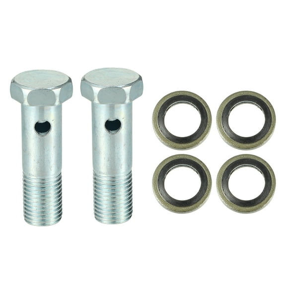 Unique Bargains 2 Set Universal Car Banjo Bolts Brake Line Fitting Adapter Kit M14 x 1.5 with Washers