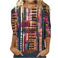thumbnail image 2 of WJHWSX Womens Fall Tops,3/4 Length Sleeve Womens Tops,Comfort Fit,Crew Neck,Printed,Multicolor,4XL, 2 of 5