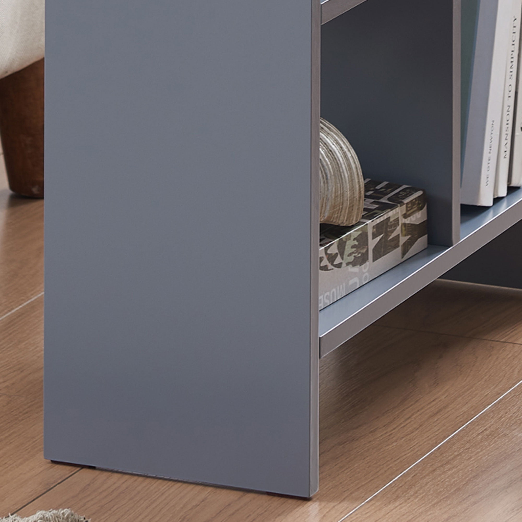 Kings Brand Furniture Narrow Side End Table with Drink Holders & Storage Shelves, Slim Sofa Table with Magazine Holder for Living Room, Bedroom, or Office – Gray