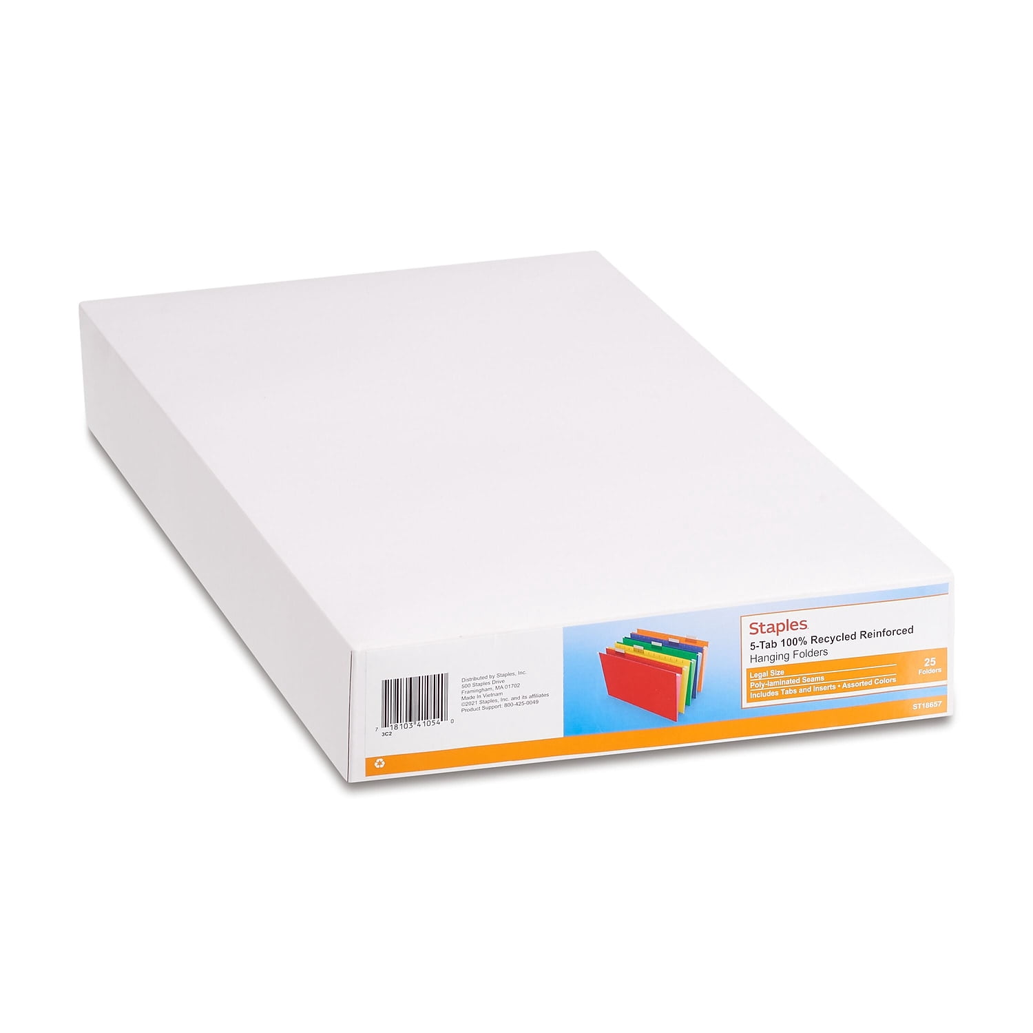 HITOUCH BUSINESS SERVICES Reinforced Hanging File Folders 5-Tab Legal Size Assorted Colors 25/BX