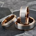 thumbnail image 2 of Tungsten Carbide Rings for Men Wedding Bands for Him 8mm Silver Rose Gold Plated Brushed Center, 2 of 10