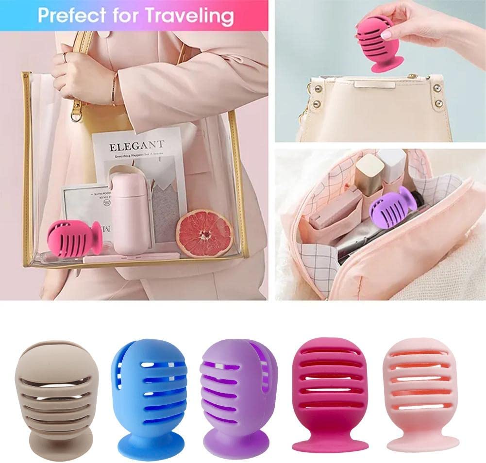 Autrucker Makeup Sponge Holder,Suction Beauty Makeup Blender Case for Travel,Silicone Sponge Carrying Container,Make-up Sponge Protective Storage Box Breathable