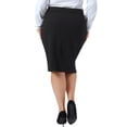 thumbnail image 5 of Agnes Orinda Women's Plus Size Pencil Skirt Button Decor Zipper High Waist Stretchy Bodycon Knee Length Formal Business Casual Skirts 1X Black, 5 of 8