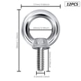 thumbnail image 2 of Pernos de ojo M4 Pernos de ojo Anillos de ojo de elevación Tornillos de rosca Acero inoxidable 304 para flejar cuerda Conexión DIY 12 piezas, 2 of 5