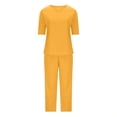 thumbnail image 4 of JNGSA Outfits for Women 2 Piece Sets,Plus Size Lounge Two Piece Set Solid Color Elegant Long Sleev Tunic Top and Baggy Capris Pants Loose Casual Sets Yellow, 4 of 6