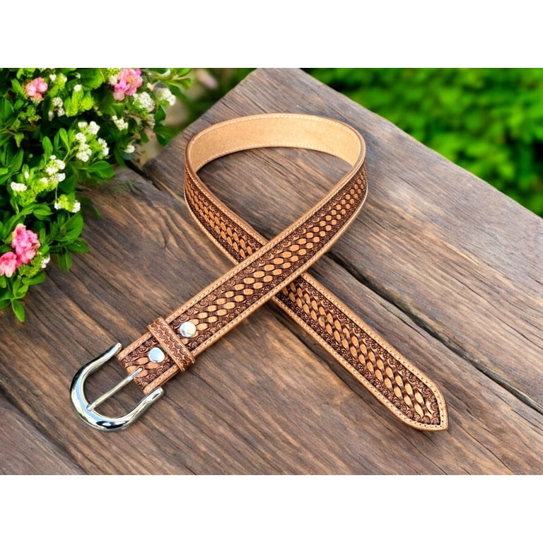Western Leather Belt for Men Cowboy Handmade Belt with  display picture 1