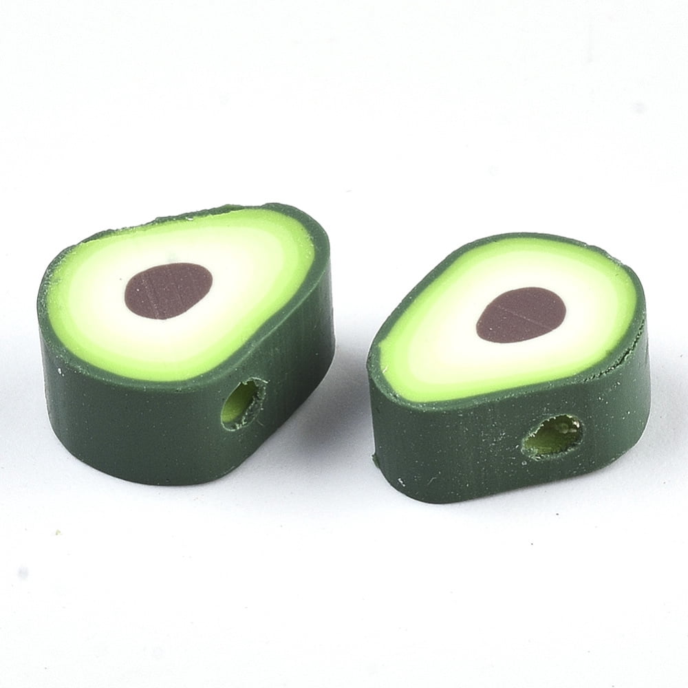 Handmade Polymer Clay Beads Avocado Green 11.5x9x5mm Hole: 2mm