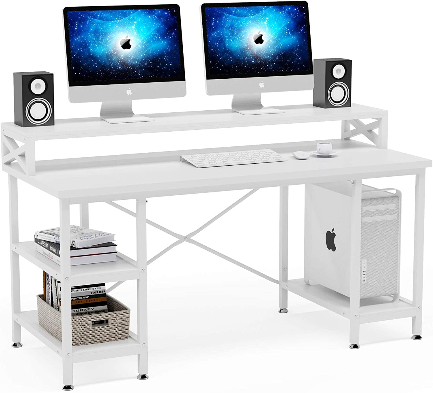 Tribesigns Computer Desk with Storage Shelves, 55 inch Large Modern