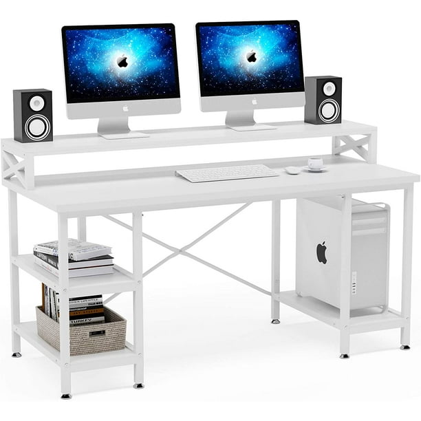Tribesigns Computer Desk with Storage Shelves, 55 inch Large Modern