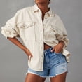 thumbnail image 6 of Augper Women's Jean Jacket Frayed Washed Button Denim Jacket with Pockets, 6 of 6