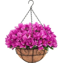 Hanging Artificial Flowers Basket, Fake Hanging Plant, Silk Orchid Flowers, Faux Flower Arrangement for Outdoor Garden Yard Pouch Patio Indoor Home Decoration