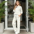 thumbnail image 3 of Garronmavis Womens Sweat Suit Polka Dot Hoodie Sweatsuits Women 2 Piece Outfit Long Sleeve Sweatshirt Jogger Pants Set with Pockets White, Size L, 3 of 6