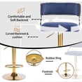 thumbnail image 3 of Zimtown Set of 2 Swivel Barstools, Luxe Padded 24" Counter Bar Stool Adjustable Height with Footrest for Kitchen Island, Bar, Dining Room, Blue & Gold, 3 of 6