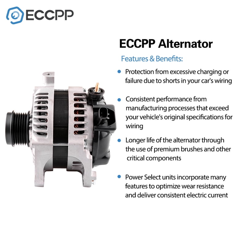 A-Premium Alternador compatible con Chrysler Pacifica 2004-2006 V6 3.5L, 12V 145Amp polea de 6 ranuras en sentido horario, Replace# 421000-0140, 421000-0141, 4868760AD