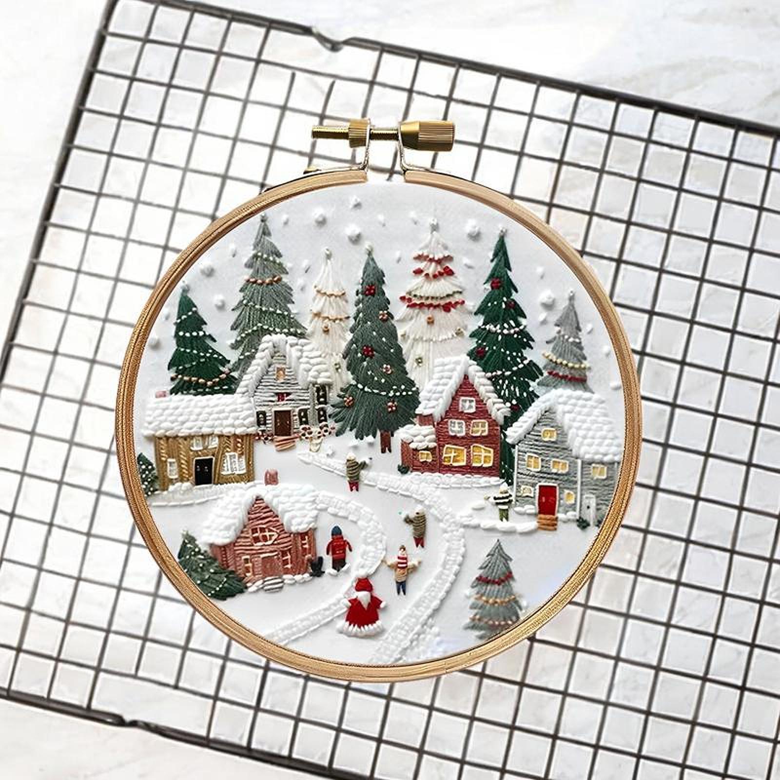 Kit De Broderie De Noël – Motifs Nains De Noël – Pour Débutants Adultes – Inclus Tissu, Fils, Aiguille, Cercle – Décoration Hivernale - 6