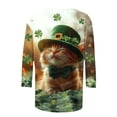 thumbnail image 5 of T-Shirt à Col Rond Imprimé de la Saint-Patrick pour Femmes, Manches Trois Quarts 3/4, Coupe Ample, 5 of 5
