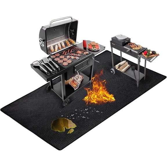 Pongui  Large 76x48 in Under Grill Mats for Outdoor Grill | Double-Sided Fireproof | Waterproof | Oil-Proof | Easy to Clean | Indoor Fireplace/Fire Pit Mat | Quality BBQ Mat for Deck Patio Lawn