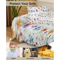 thumbnail image 4 of Flower Birds Sofa Couch Covers for 3 Cushion Couch,Washable L Shape Sectional Sofa Covers for Loverseat/Pet/Kid,Spring Summer Watercolor Colorful Floral Slipcover Throw Blanket Futon Cover 71x134, 4 of 8