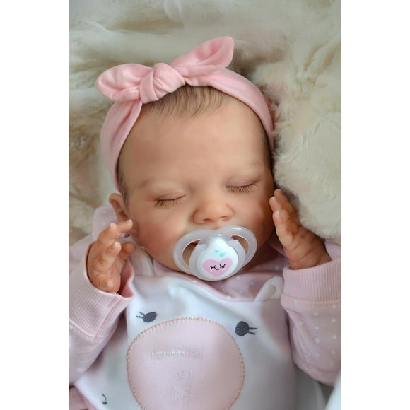 BABESIDE Poupée Bébé en Silicone - Poupées Bébé Reborn Réalistes de 20 Pouces Sourire Sucré Nouveau-Né Réaliste Vie Réelle Fille Qui Dort avec Accessoires Jouets Ensemble Cadeau pour Enfants