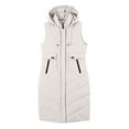 thumbnail image 4 of GEWSEY Women's Long Vests Sleeveless Lightweight Zip Puffer Jacket Packable Hooded Down Coat Winter Quilted Vest With Hood (Beige, XL), 4 of 5