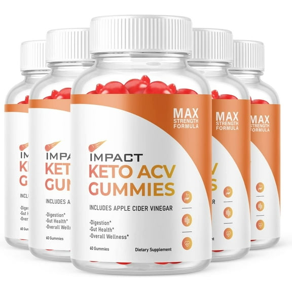 (5 Pack) Impact Keto ACV Gummies - Supplement for Weight Loss - Energy & Focus Boosting Dietary Supplements for Weight Management & Metabolism - Fat Burn - 300 Gummies
