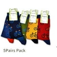 thumbnail image 2 of Lavencious Mens Bamboo Crew Cycling Bike Pattern Socks for Men Shoe Size 7-12, Sock Size 10-13, 5 Pairs (Bicycle Pattern), 2 of 6