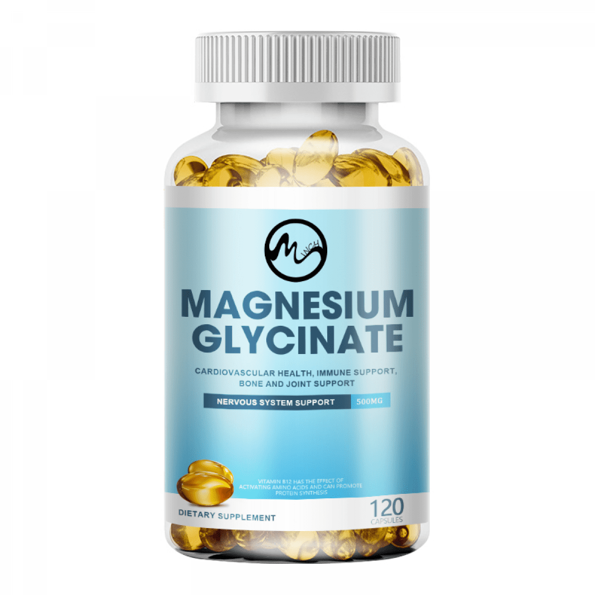 Minch Magnesium Glycinate Capsules 500mg,with Vitamin D3 & Zinc Support Bone and Joint,Immune System,Heart Health,Help Sleep,120 Capsules