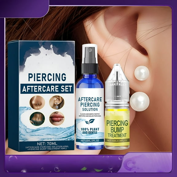 QARUN Piercing Aftercare Kit, Ear Piercing Aftercare Kit Piercing Set The And Discomfort of Ear Piercing Ear Piercing Solution Piercing Follow up Solution, Blue