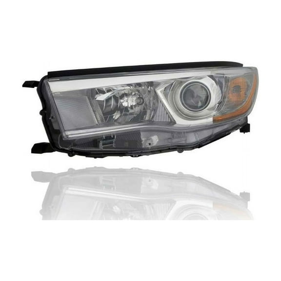 Headlight Assembly - Compatible/Replacement for '14-16 Toyota Highlander/Hybrid-Limited, 15-16 LE/LE Plus/XLE - Smoked Chrome Interior - Left Hand - Driver - 811500E250 - CAPA