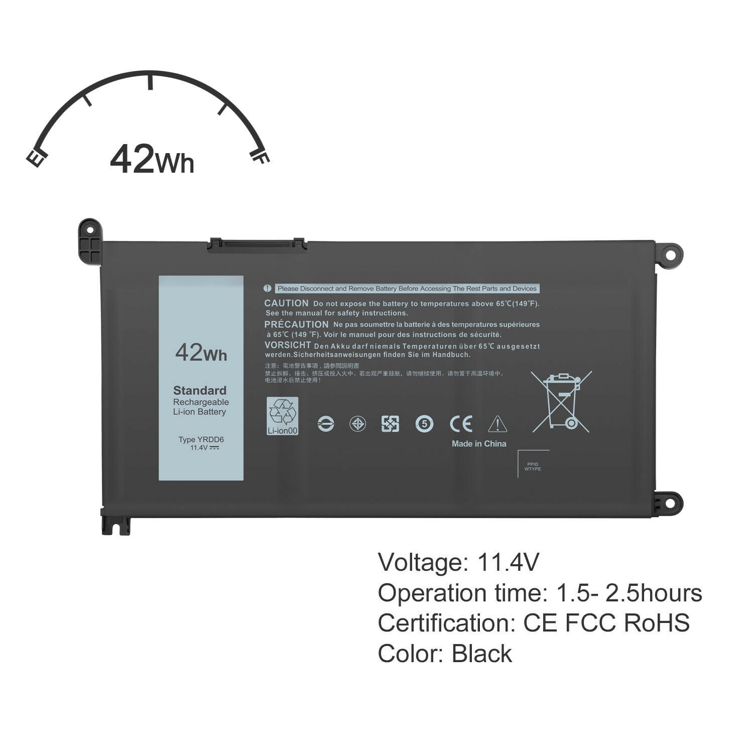 Type YRDD6 Laptop Battery for Dell Inspiron 7586 5482 5485 5491 5591 3310 2in1 Type YRDD6 Laptop Battery for Dell Inspiron 7586 5482 5485 5491 5591 3310 2in1
