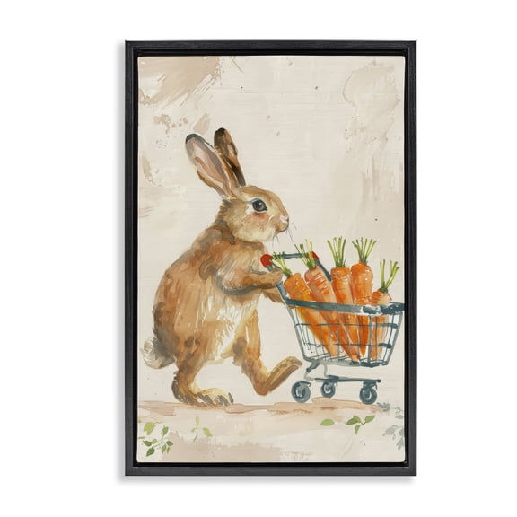 Carrot Connoisseur Rabbit Black Floating Frame Canvas Art, 17 x 25