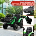 thumbnail image 4 of 4-in-1 Ride on Tractor, 24v Ride on Toys for Big Kids, Remote Control Excavator with Trailer, Shovel Bucket, Digger, Remote Control, EVA Tires, LED Light, Music, USB, Green, 4 of 7