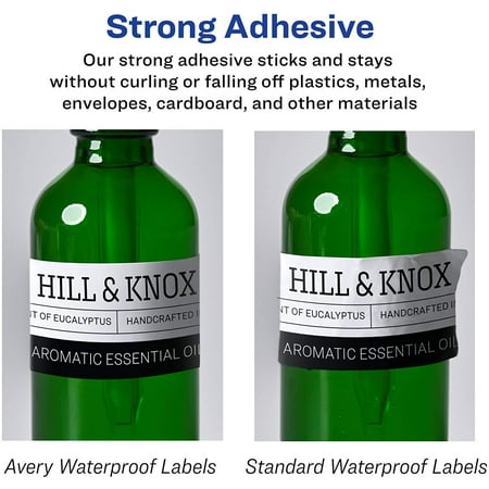 Avery Printable Waterproof Labels - Branding, Lotions, Soaps, Gels, Bath Salts, 4