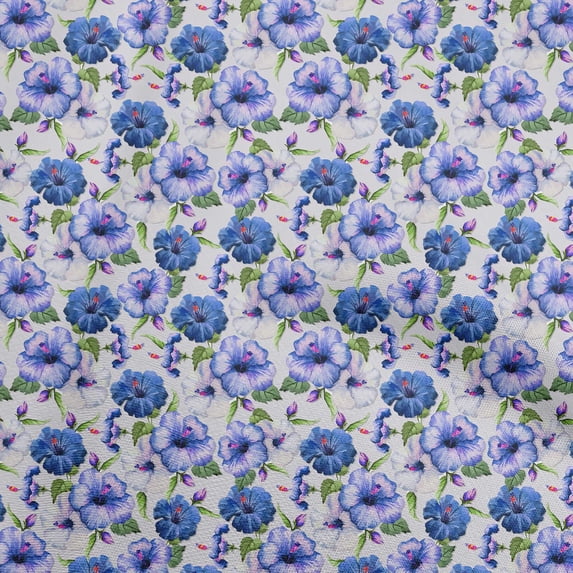 oneOone Viscose Jersey Medium Blue Fabric Floral Fabric For Sewing Printed Craft Fabric By The Yard 60 Inch Wide