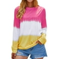 thumbnail image 3 of ZXZY Women Casual Long Sleeve Round Neck Colorblock Sweatshirts, 3 of 8