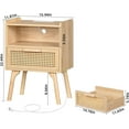 thumbnail image 2 of YEXJ Rattan Nightstands Set of 2, Side Table with Drawer Open Shelf, Cane Accent Bedside End Table, Mid Century Modern Night Stand for Bedroom, Dorm and Small Spaces-2-Wood, 2 of 16