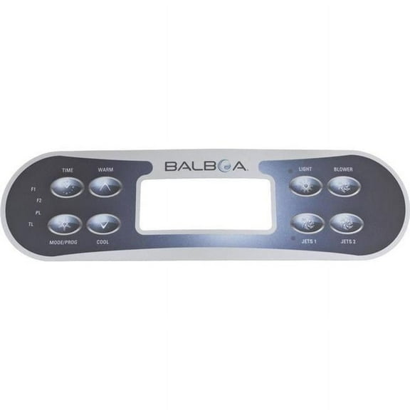 Balboa 11281 8-Button Spa Side Overlay - Temperature Up & Down, Light, Jets 1, Jets 2, Blower, Time, Mode & Program