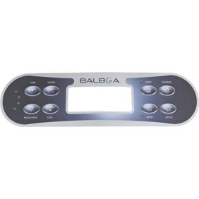 Balboa 11281 8-Button Spa Side Overlay - Temperature Up & Down, Light, Jets 1, Jets 2, Blower, Time, Mode & Program