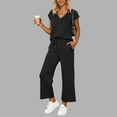 thumbnail image 2 of Two Piece Sets For Women Summer Outfits Sets V Neck Tops Wide Leg Pants Woman Travel Outfits, 2 of 2