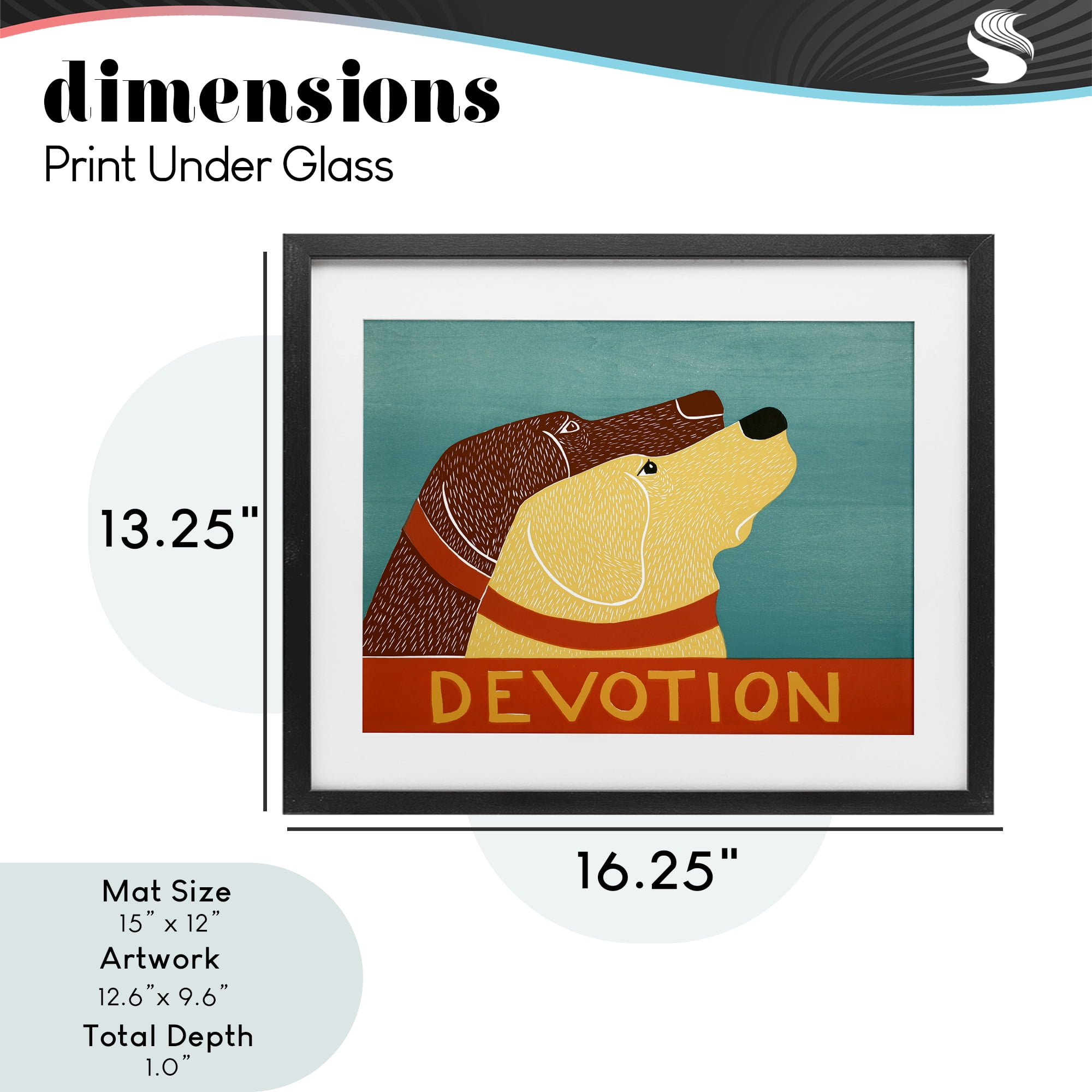 Devotion Dog Duo Black Framed Print Under Glass, design by Stephen Huneck