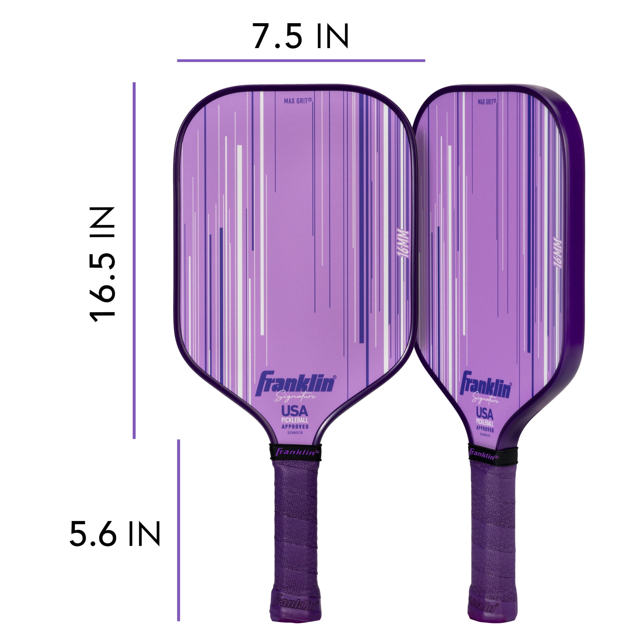 Franklin Sports Pro Pickleball Paddles - Signature Series Pro Pickleball Paddle with MaxGrit Surface - USA Pickleball (USAPA) Approved Tournament Pickleball Paddle - 16mm Polypropylene Core - Lilac