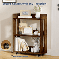 thumbnail image 6 of ALISENED 3 Tier Bookshelf and Bookcase with Wheels, Wood Small Nightstand, End Table Storage Rack, 6 of 12