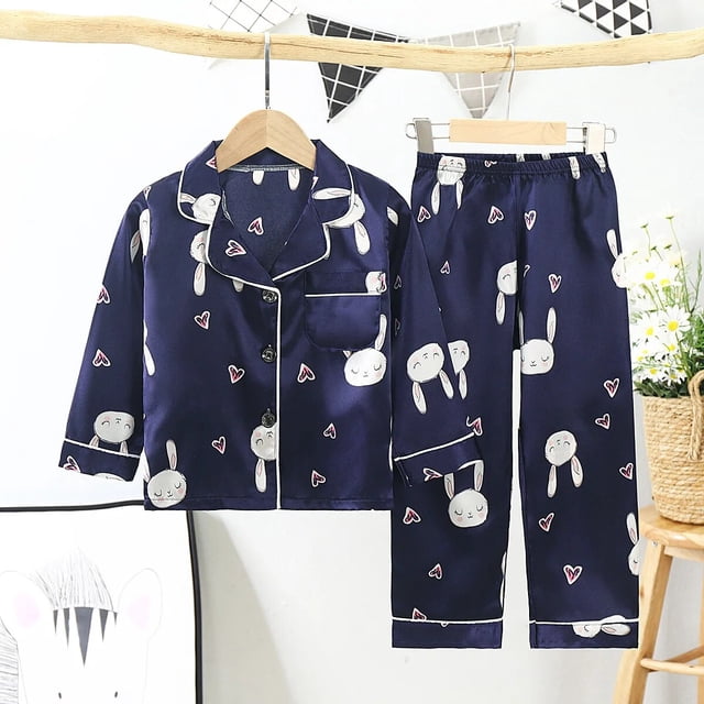 Conjuntos de pijama para niños, ropa de dormir con estampado de dibujos animados, informal, de manga larga, para Navidad, Otoño, 2021